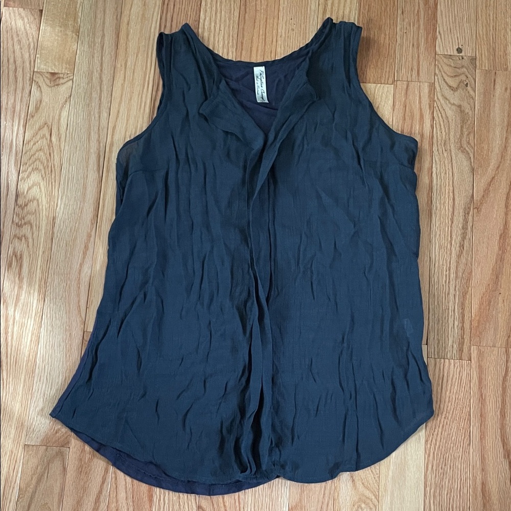 PerSeption Concept Top Womens Small Blue Sleeveless Blouse Minimalist Flowy